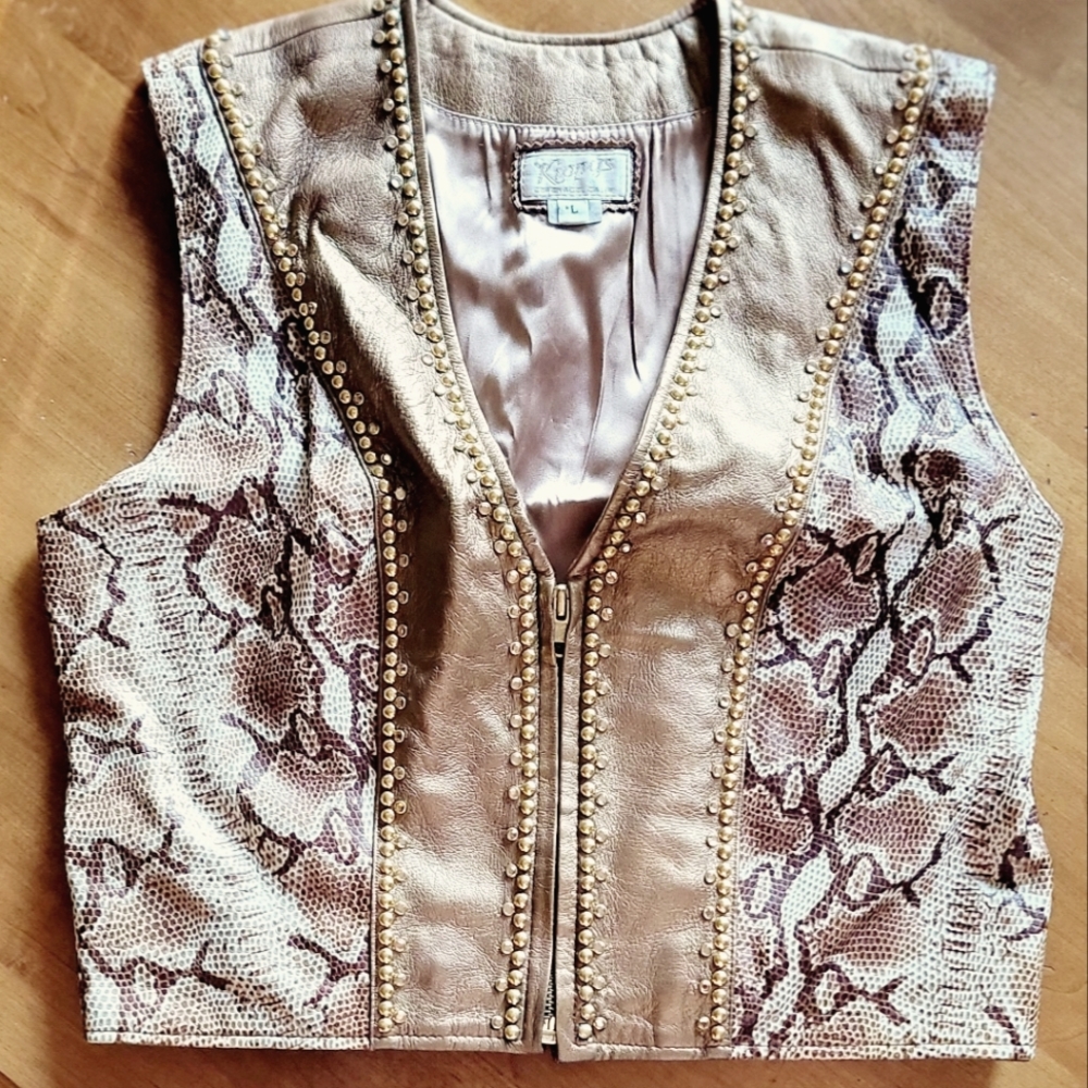 KIPPYS Extraordinary GOLD Snakeskin Leather Vest $2K